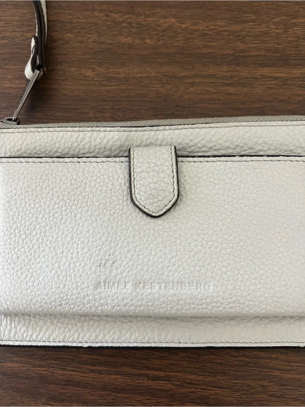 Aimee Kestenberg White Leather Wristlet Card & Key Holder